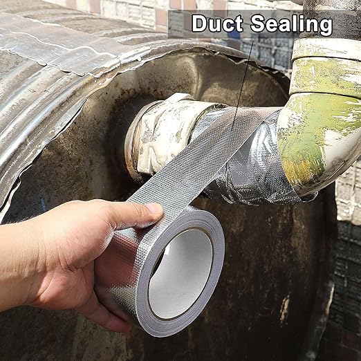 BOMEI PACK Adhesive Aluminum Foil Heat Shield Tape 2 Pack Barrier Fiberglass Thermal Insulation Reflective Material High Temp Protection (2 inch)