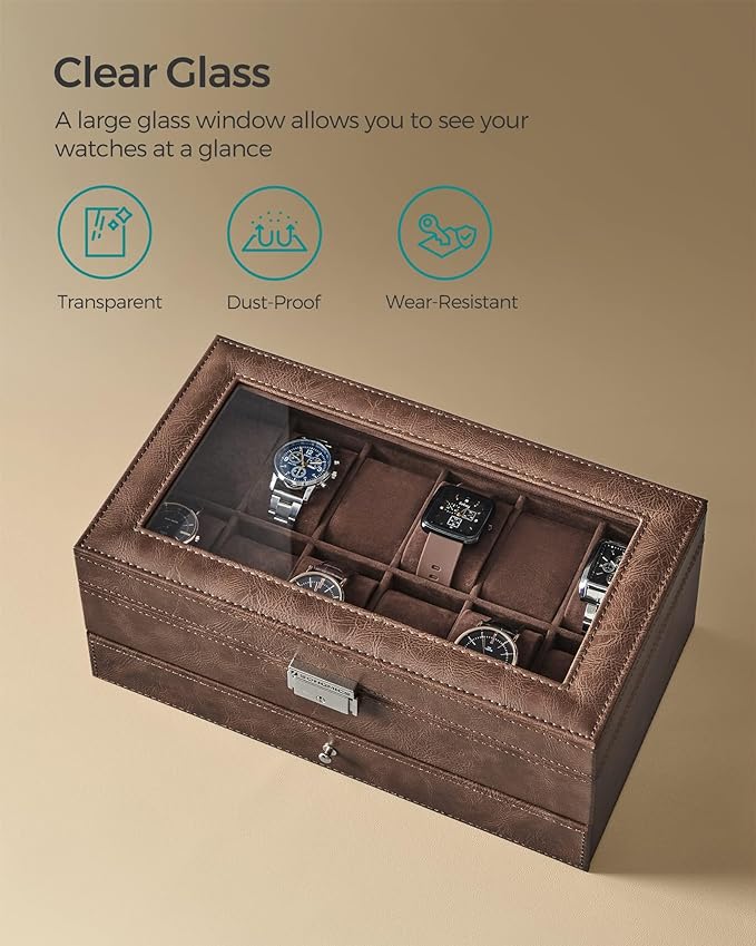 SONGMICS Watch Box, 12-Slot Watch Case Organizer - Image 4