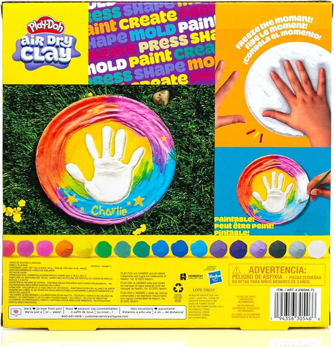 Play-Doh Air Dry Clay Handprint Stone, Includes Reusable Mold, 5 Acrylic Paints - Image 8