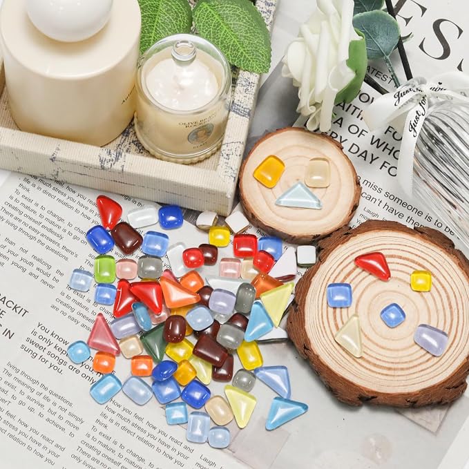 200g Assorted Colors Irregular Crystal Glass Mosaic Tiles, Colorful Glass - Image 4