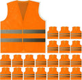 PeerBasics Safety Vests 20 Pack - Orange Reflective High Visibility, Men Women