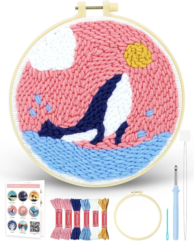 FIVEIZERO DIY Punch Needle Kit for Beginners, Yarn Punch Needle Art Craft Kit by FIVEIZERO