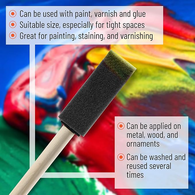 Bates- Foam Paint Brushes, 1 Inch, 26 Pack, Sponge Paint Brushes - Image 3