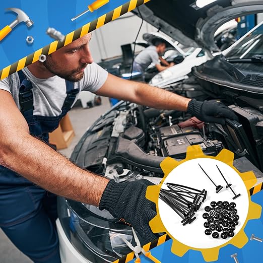 100 Pcs Nylon Universal Cable Tie Buckle Heavy Duty Self Locking Rivet Zip Ties Multifunctional Nylon with Pin Button Design Plastic Cable Tie Tool Fastener for Car Daily Auto Fixing