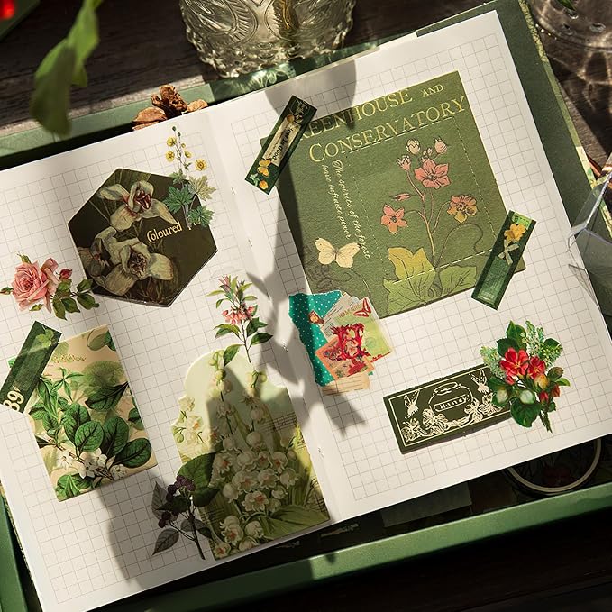 Draupnir Scrapbooking Supplies Kit, Vintage Botanical Aesthetic Scrapbook Kit - Image 5