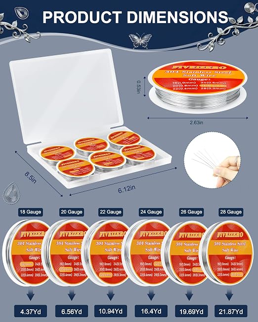 FIVEIZERO Stainless Steel Wire for Jewelry Making, Include 18/20/22/24/26/28 - Image 2