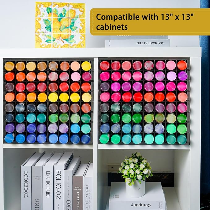 Krafetto 2 Pack 64 Grids Paint Organizer Storage Rack, Wall-mountable Craft - Image 5