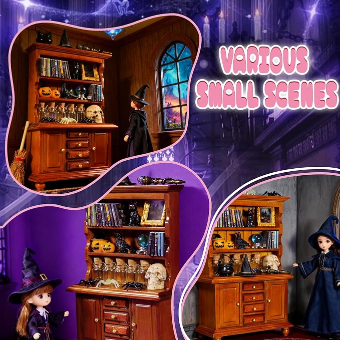 Rileryan 53 Pcs 1:12 Scale Magic Witchy Mini House Kit Halloween Miniatures - Image 6