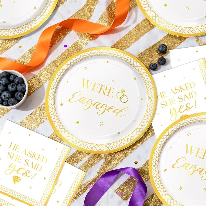 40Pcs Engagement Party Decorations Plates and Napkins - Image 6
