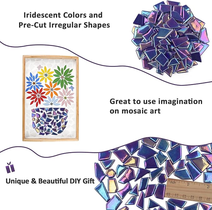 Youway Style Iridescent Cobalt Blue Glass Mosaic Tiles - Image 8