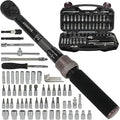 63Pcs 1/4-Inch Drive Click Torque Wrench Set(1-25 N.M/10-222.5IN.LB)，with Bit Socket Set Metric and Extension Bar for Auto Repairing and Household, with Storage Case
