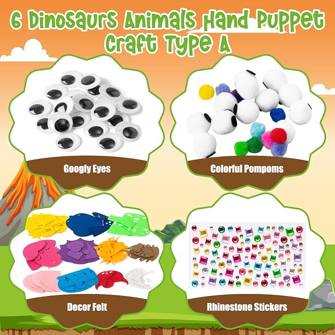 WATINC 6Pcs Hand Puppet Making Kit, Art Craft Felt Sock Puppet Toys, Creative - Image 2