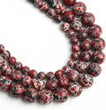 48pcs Black Red White Imperial Jasper Gemstone Beads，8mm Round Loose Stone Beads by Yochus