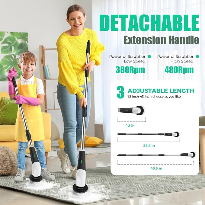 YKYI Electric Spin Scrubber, Cordless Power Scrubber Cleaning Tool - Image 2