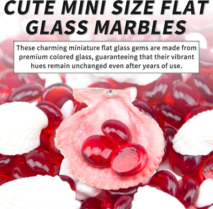 1 LB Red Flat Glass Beads, Mini Flat Round Pebbles - Image 5