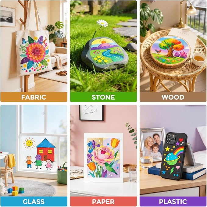Betem 60 Colors Dual Tip Acrylic Paint Markers, Fabric Decorating Kits Premium - Image 4