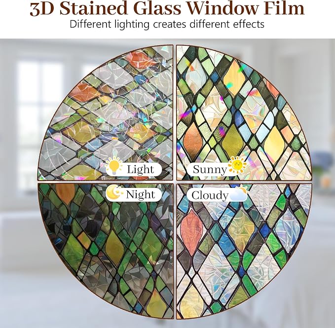 Bloss Rainbow Window Privacy Film Stained Glass Decorative Windows Film - Image 7