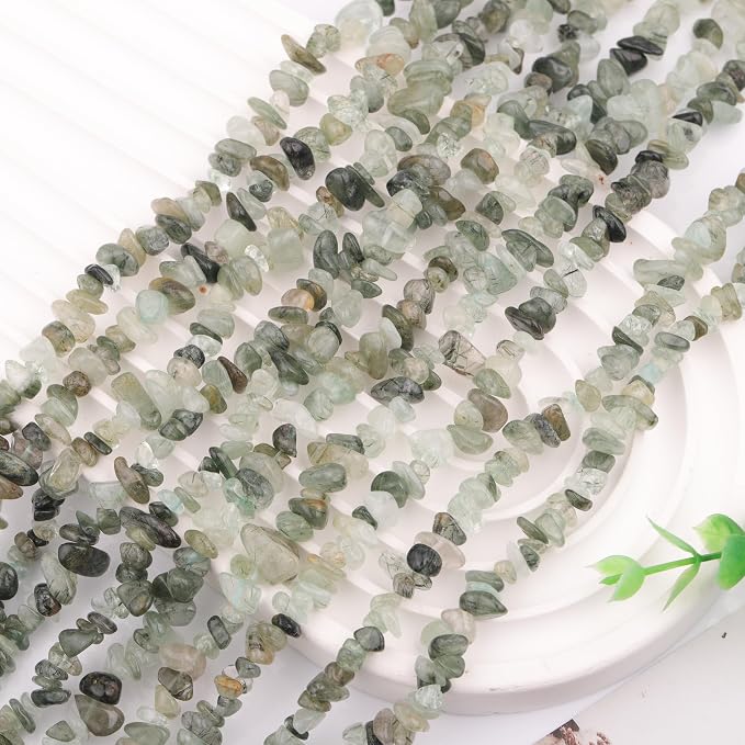 200 Pcs Green Rutilated Quartz Chip Beads - Image 5