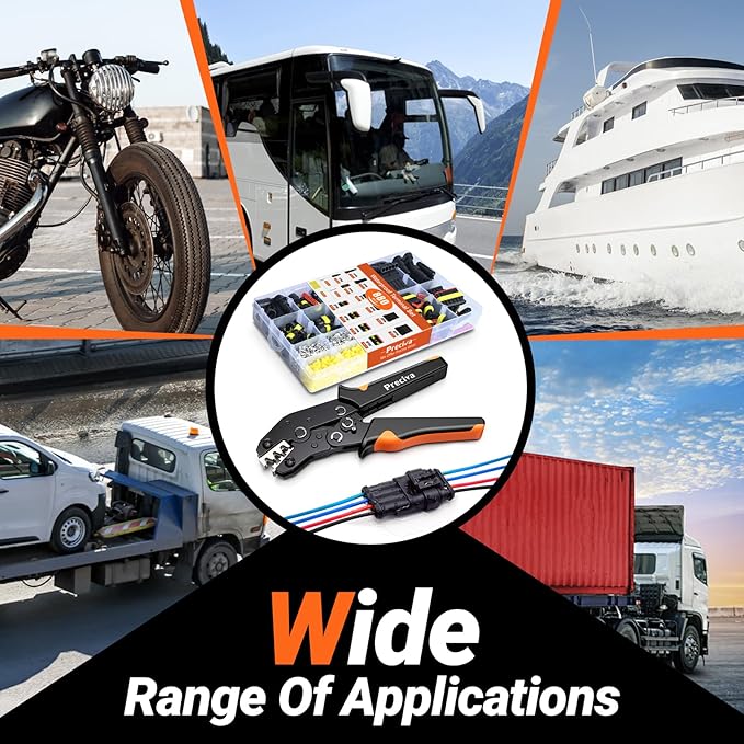 880Pcs 41 Sets Waterproof Automotive Electrical Connectors Electrical Wire Connectors Plug Kit 1/2/3/4/5/6 Pin Waterproof Connectors with Ratchet Crimping Tool for Car Truck Motorcycle Boat Marine