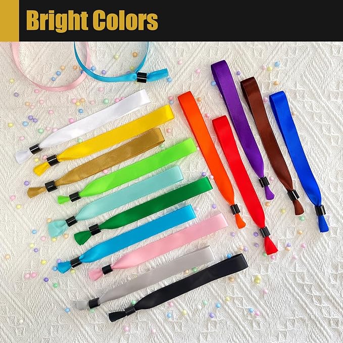 100 Pcs Cloth Event Wristband, Disposable Wristbands for Events, Colored Wristbands Events,for Lightweight Concert,Club Entrance Wrist Strap Party Wristband Event (Color : ASSORTED COLOR)
