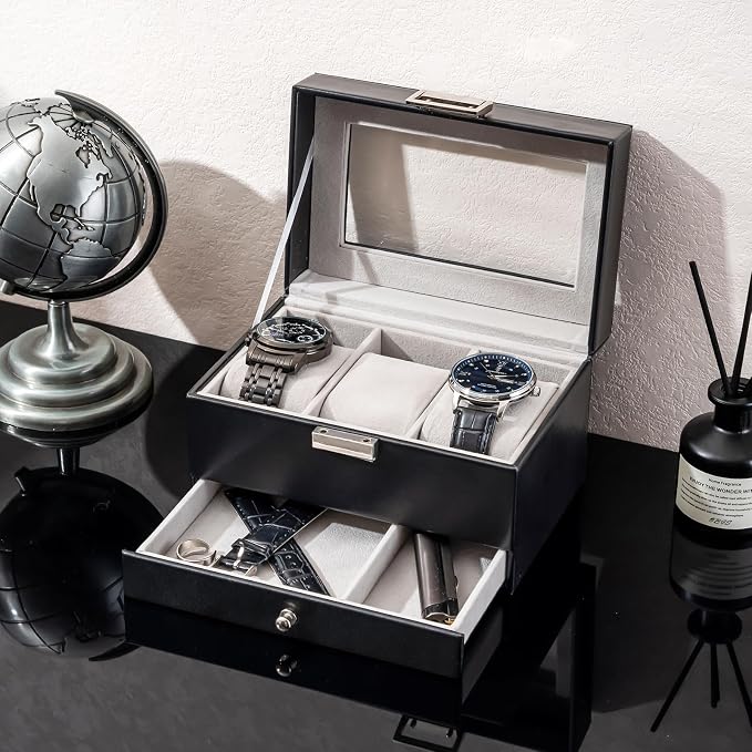 ProCase Watch Box, 3 Slot Watches Display Case - Image 4