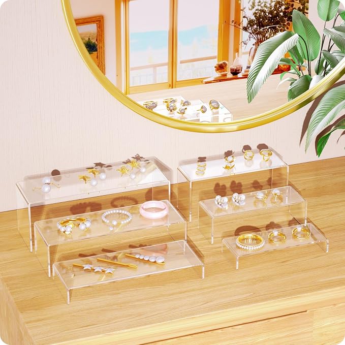 NIUBEE Acrylic Display Riser, 2 Set Clear Rectangular Stands - Image 6
