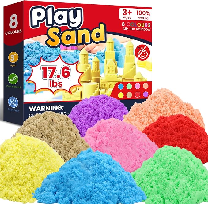 FURWEY 17.6lbs Play Sand, Mixed Packaging of 8-Color Sensory Sand, Suitable by FURWEY