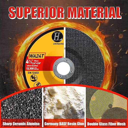 4-1/2 inch Grinding Wheels for General Purpose Metal & Stainless Steel, Aluminum Oxide Grinding Disc for Angle Grinder 4.5'' x 1/4'' x 7/8'' (25 Pack)