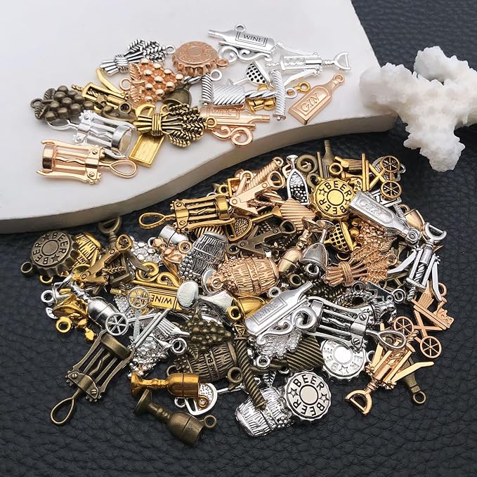 WOCRAFT 100pcs Wine Charms for Jewelry Making Assorted Jewelry Bangle Bracelet - Image 2