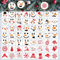 Augshy Christmas Snowman Face Stencils, 56 Pack Reusable Plastic Drawing by Augshy