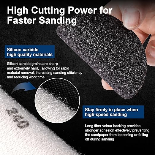 308 Pieces 3 Inch Sanding Discs, GOH DODD Wet Dry Sandpaper with Interface Pad and Backer Plate 1/4" 1/8" Shank, 60-10000 Grits Grinding Abrasive Sand Paper for Auto Metal Glass Resin Wood Sanding