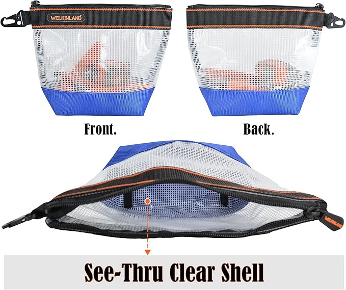 WELKINLAND 10-Inch Clear Tool Pouch Organizer - 4 Pcs Zipper Tool Bags