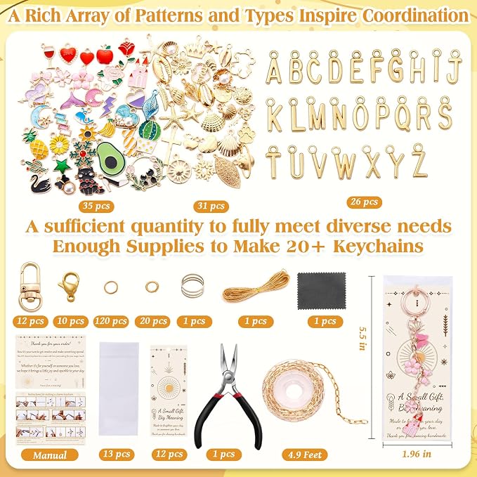 TOHONGADON 285 Pcs Keychain Making Kit, Bag Charm Kit - Image 2