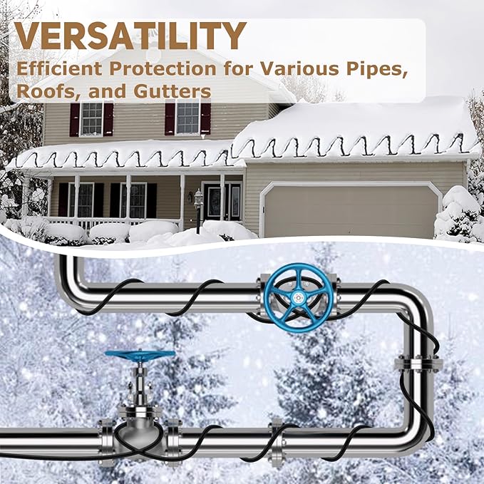 HEATIT JHSF1 Self Regulating Pre-Assembled Heating Cable 50-feet 120V Roof deicing and Pipe freeze Protection
