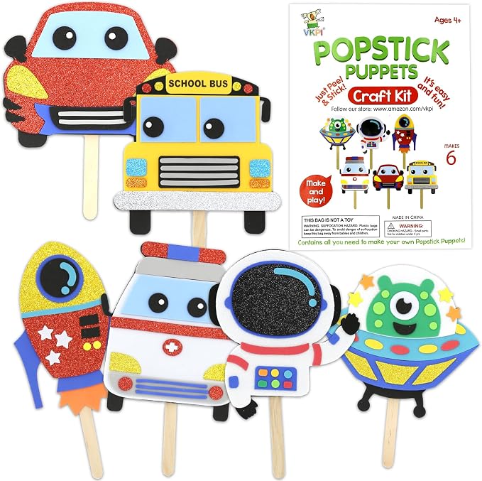 VKPI Make 6 Popstick Puppets Craft Kit by VKPI