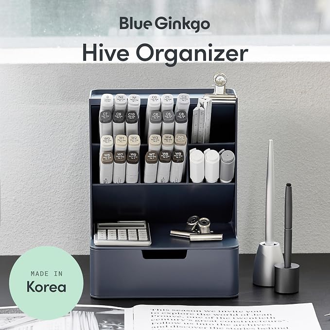 BLUE GINKGO Hive Desk Organizer – Vertical 6-Compartment, Full-drawer Storage – - Image 2
