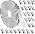 Hose Clamps, DIY 56 FT Metal Strap + 24 Fasteners, Hose Clamps Stainless Steel, Large Adjustable Hose Clamp Pipe Clamp for Pipe Automotive Mechanical Applications