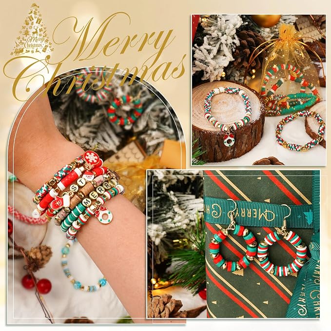 Dowsabel 6000 Pcs Christmas Clay Beads Bracelet Making Kit - Image 2