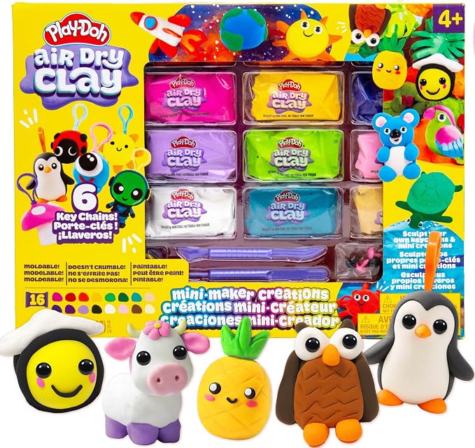 Play-Doh Air Dry Clay Mini Maker Creations, Makes 6 Keychains by Unknown