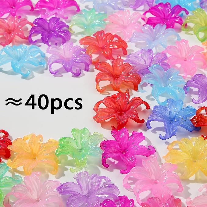 40pcs Flower Shape Beads Color Flower Beads Color Lily Beads - Image 2