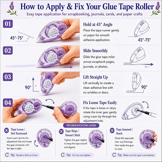 Glue Tape for Scrapbooking, Scrapbook Tape 4 Pcs, Double Sided Tape Roller for - Image 4