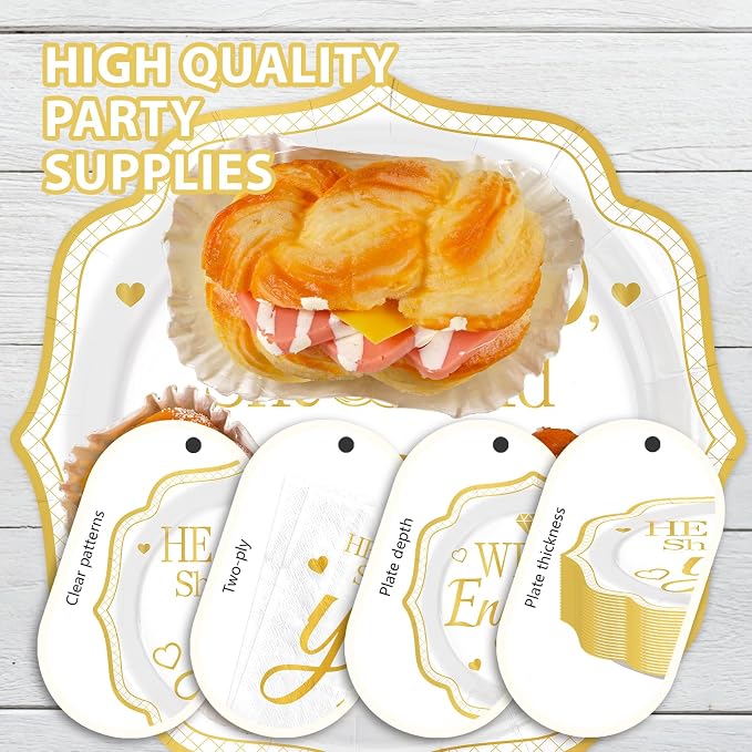 168 Pcs Happy Engagement Party Decoration She Said Yes Plates Napkins Cups - Image 4