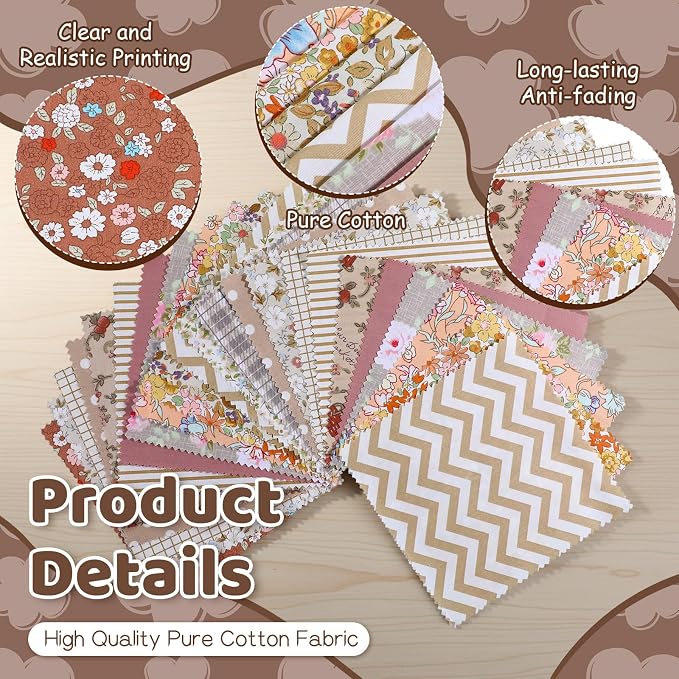 168 Pcs 5 inch Vintage Rose Quilting Fabric Square Bundle, Precuts Charm Packs - Image 3