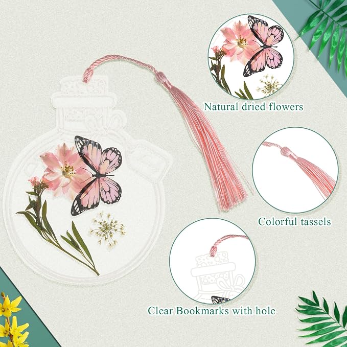 TaoBary 91 Pcs DIY Handmade Transparent Dried Flower Bookmark Set Include - Image 4