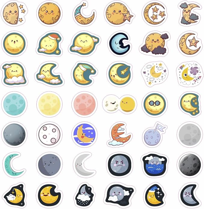 BulbaCraft 100Pcs Moon Stickers - Image 3