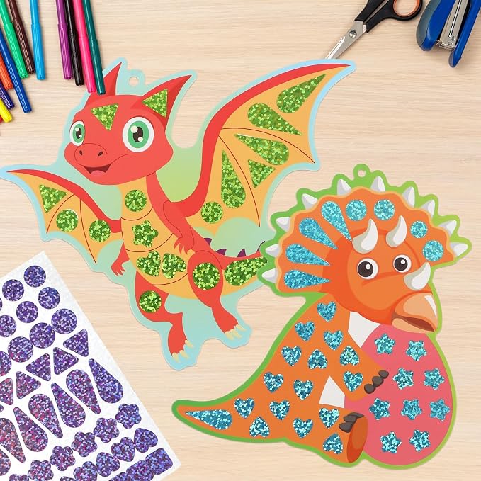 JULEASEL DIY Mirror Mosaic Dinosaur Craft Kit | Stickers Gift - Image 5