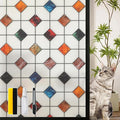 DKTIE Stained Glass Window Film Geometric Patterns, Fine Frosted Window Clings by Dktie