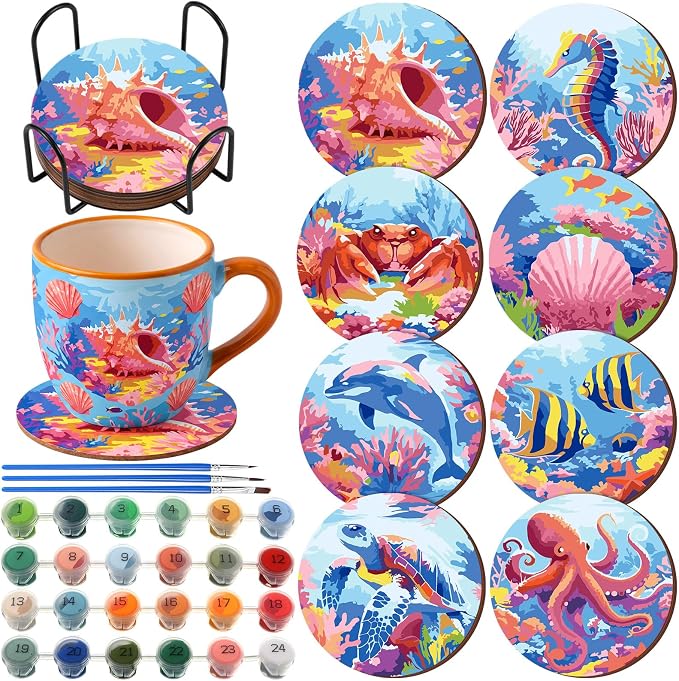 Reallnaive 8 Pcs Ocean Paint by Numbers Kit by Unknown
