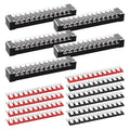 APIELE 15A Screw Terminal Block 12 Position Dual Row Covered 12 Position Pre-Insulated Terminal Barrier Strips (5PCS 15A 12P+10PCS Wiring Strips)