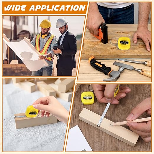 80 Pack Mini Tape Measure Keychains, 3ft/ 1m Functional Small Retractable Measuring Tape Portable Easy Read Pocket Measurement Tape for Birthday Party Favors Engineer Crafter Daily Use(Yellow)